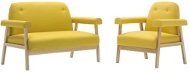 Sofa Set for 3 People, 2 pieces of Textile Upholstery, Yellow - Sofa