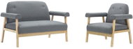 Sofa Set for 3 People, Upholstered in Light Grey Fabric 2 pcs - Sofa