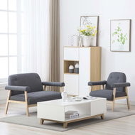 Sofa Set for 3 People, Textile Upholstery, Dark Grey 2 pcs - Sofa