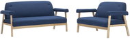 Sofa Set for 5 People, 2 pieces of Textile Upholstery, Blue - Sofa