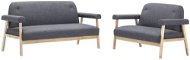 Sofa Set for 5 People Textile Upholstery Dark Grey 2 pcs - Sofa