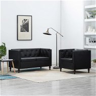 Sofa set with faux leather upholstery 2 pieces black - Sofa