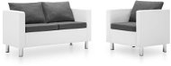 Sofa Set made of Artificial Leather 2 pieces White and Light Grey - Sofa