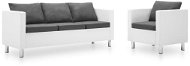 Sofa Set made of Artificial Leather, 2 Pieces, White and Light Grey - Sofa