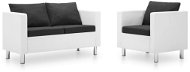 Sofa Set made of Artificial Leather 2 pieces White and Dark Grey - Sofa