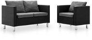 Sofa Set, Made of Artificial Leather, 2 pieces, Black and Light, Grey - Sofa