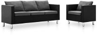 Sofa Set made of Artificial Leather, 2 pieces, Black and Light Grey - Sofa