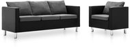Sofa Set made of Artificial Leather, 2 pieces, Black and Light Grey - Sofa