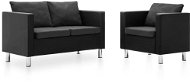 Sofa Set made of Artificial Leather 2 pieces Black and Dark Grey - Sofa