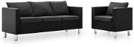 Sofa Set made of Artificial Leather, 2 pieces, Black and Dark Grey - Sofa