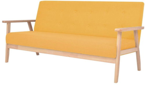 Three-seater sofa, textile, yellow - Couch - Main image