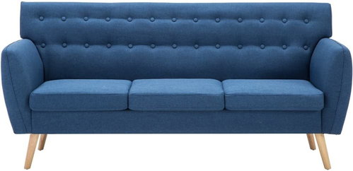 Three-seater with textile upholstery 172 x 70 x 82 cm blue - Couch - Main image