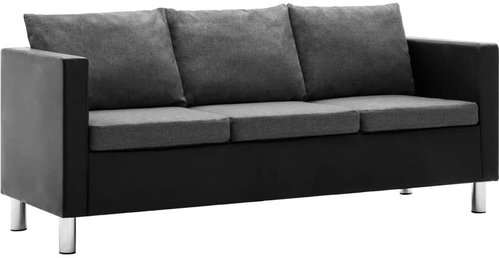 Three-seater made of artificial leather black and light gray - Couch - Main image