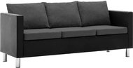 Three-seater made of artificial leather black and dark gray - Couch