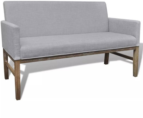 Upholstered bench, textile and rubber tree, light gray - Bench - Main image