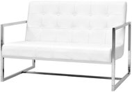 Pohovka 2místná pohovka s područkami z umělé kůže a oceli, bílá - Pohovka