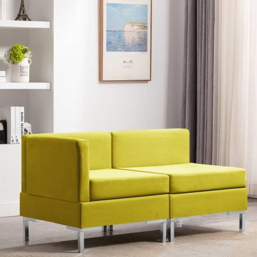 2-piece Sofa Textile Yellow - Sofa - Main image