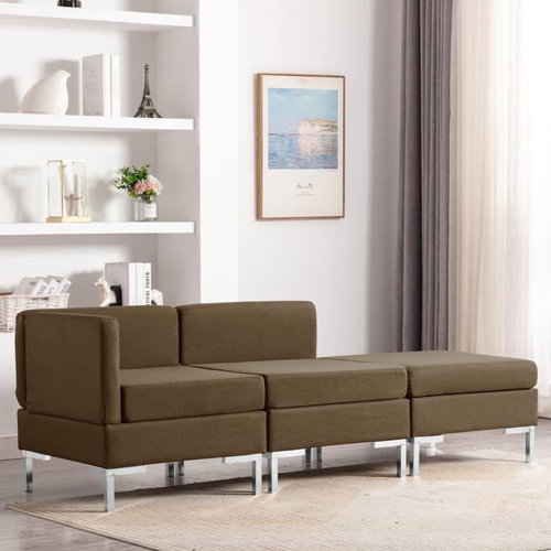 3-piece Sofa Textile Brown - Sofa - Main image