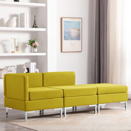3-piece sofa Textile Yellow - Sofa - Main image