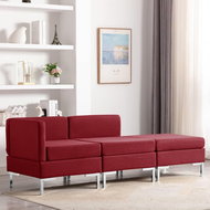 3-piece Sofa Textile Burgundy - Sofa