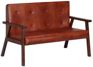 2-seater sofa, brown genuine leather - Couch