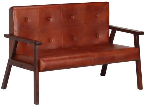 2-seater sofa, brown genuine leather - Couch - Main image