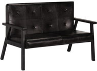 2-seater seat black genuine leather - Couch