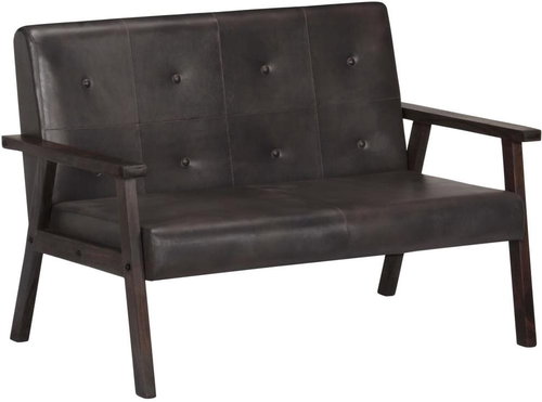 2-seater seat gray genuine leather - Couch - Main image