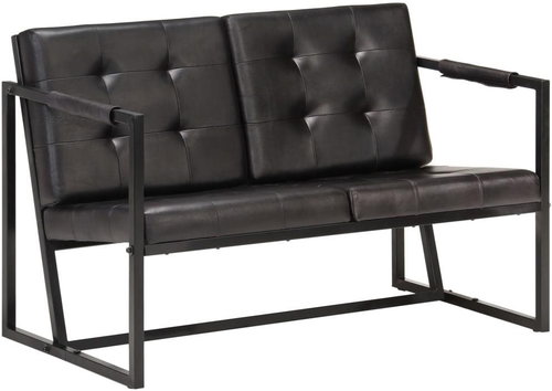 2-seater seat black genuine goatskin - Couch - Main image
