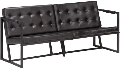 3-seater seat black genuine goatskin - Couch - Main image