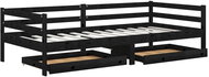 SHUMEE válenda se zásuvkami 90 × 200 cm, masivní borové dřevo, černá, 3083678 - Postel