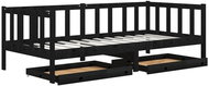SHUMEE válenda se zásuvkami 90 × 200 cm, masivní borové dřevo, černá, 3083688 - Postel