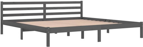 SHUMEE válenda 200 × 200 cm, masivní borové dřevo, šedá, 810452 - Postel - Main image
