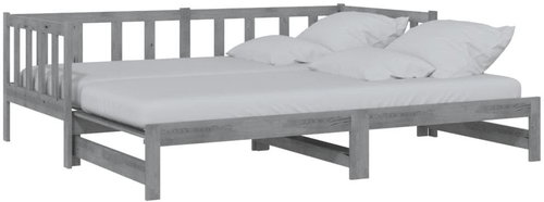 SHUMEE výsuvná válenda 2× (90 × 200) cm, masivní borovice, šedá, 806962 - Postel - Main image