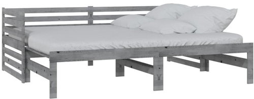 SHUMEE výsuvná válenda 2× (90 × 200) cm, masivní borovice, šedá, 806967 - Postel - Main image