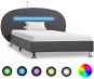 Shumee s LED světlem šedý umělá kůže 90×200 cm, 285438 - Rám postele