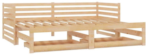 SHUMEE pull-out divan 2× (90 × 200) cm, solid pine, natural, 3083709 - Bed - Main image