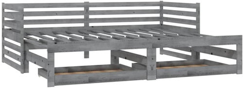 SHUMEE výsuvná válenda 2× (90 × 200) cm, masivní borovice, šedá, 3083711 - Postel - Main image