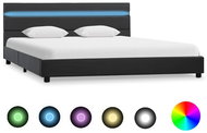 Shumee s LED světlem šedý umělá kůže 160×200 cm, 284802 - Rám postele