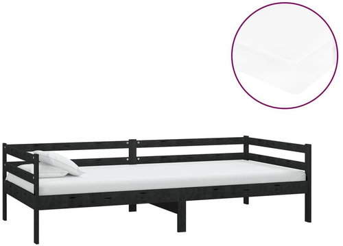 SHUMEE válenda s matrací 90 × 200 cm, masivní borové dřevo, černá, 3083578 - Postel - Main image