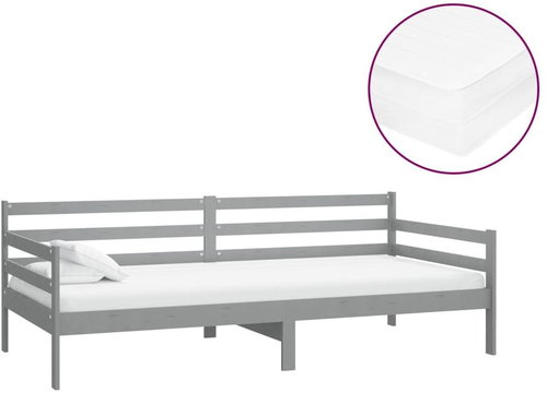 SHUMEE válenda s matrací 90 × 200 cm, masivní borové dřevo, šedá, 3083596 - Postel - Main image