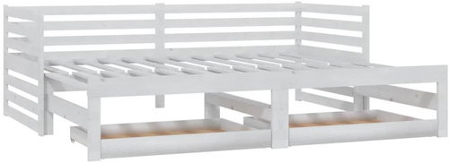 SHUMEE pull-out divan 2× (90 × 200) cm, solid pine, white, 3083710 - Bed - Main image