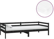 SHUMEE válenda s matrací 90 × 200 cm, masivní borové dřevo, černá, 3083558 - Postel