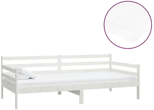 SHUMEE válenda s matrací 90 × 200 cm, masivní borové dřevo, bílá, 3083600 - Postel - Main image