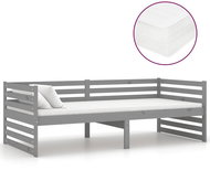 SHUMEE válenda s matrací 90 × 200 cm, masivní borové dřevo, šedá, 3083646 - Postel