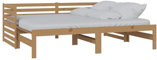 SHUMEE výsuvná válenda 2× (90 × 200) cm, borové dřevo, medově hnědá, 806968 - Postel - Main image