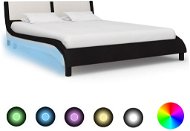 Shumee s LED světlem černobílý umělá kůže 140×200 cm, 280364 - Rám postele