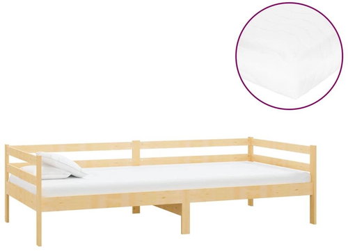 SHUMEE válenda s matrací 90 × 200 cm, masivní borové dřevo, 3083564 - Postel - Main image