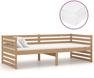 SHUMEE válenda s matrací 90 × 200 cm, masivní borové dřevo, medově hnědá, 3083647 - Postel