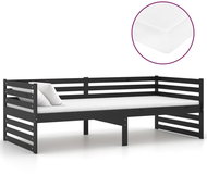 SHUMEE válenda s matrací 90 × 200 cm, masivní borové dřevo, černá, 3083653 - Postel